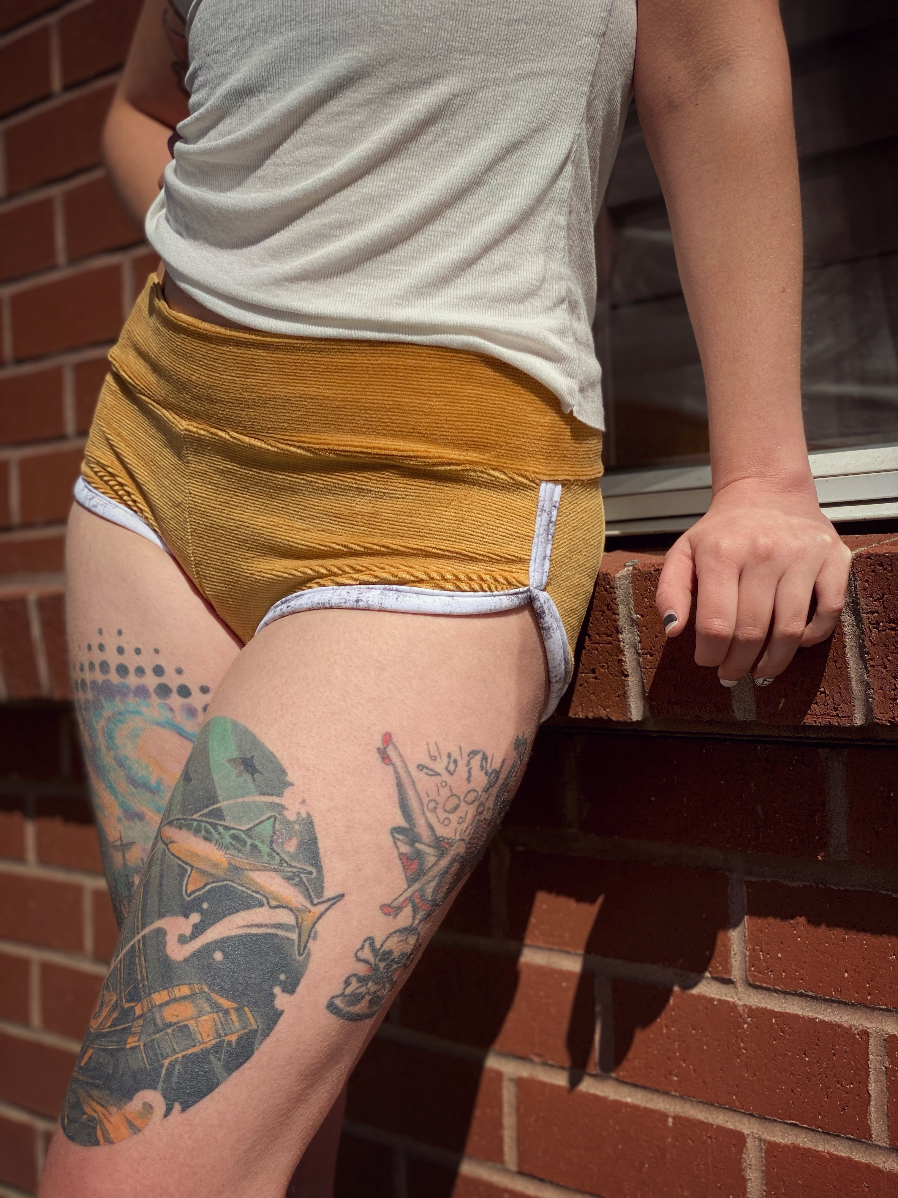 Crushed Corduroy Retro Track Shorts